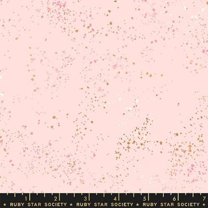 Speckled Metallic Pale Pink RS5027-91M Fabric by the Yard | Ruby Star Society Speckled Metallic | Blush Pink Gold Metallic Blender Fabric