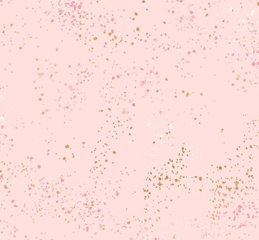 Speckled Metallic Pale Pink RS5027-91M Fabric by the Yard | Ruby Star Society Speckled Metallic | Blush Pink Gold Metallic Blender Fabric