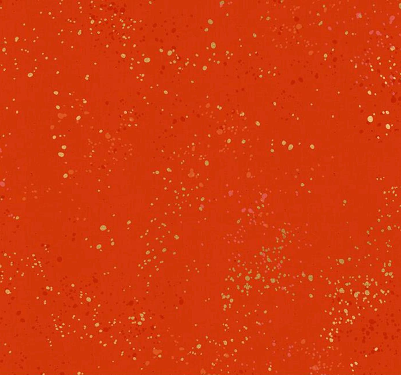 Speckled Metallic Warm Red RS5027-35M Fabric | Ruby Star Society Speckled Metallic | Bright Red Orange Gold Metallic Blender Fabric