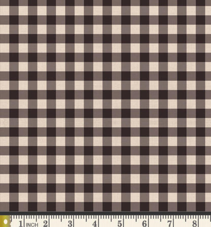 Gingham in Licorice Fabric | Picnic WOVENS by Suzy Quilts | Art Gallery Fabrics Yarn-Dyed Gingham Cotton | Black Cream Check 57-58" wide