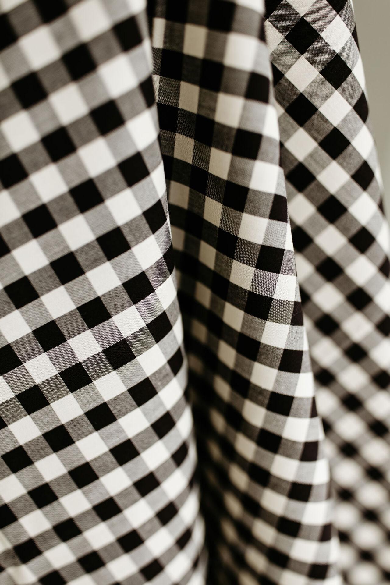 Gingham in Licorice Fabric | Picnic WOVENS by Suzy Quilts | Art Gallery Fabrics Yarn-Dyed Gingham Cotton | Black Cream Check 57-58" wide