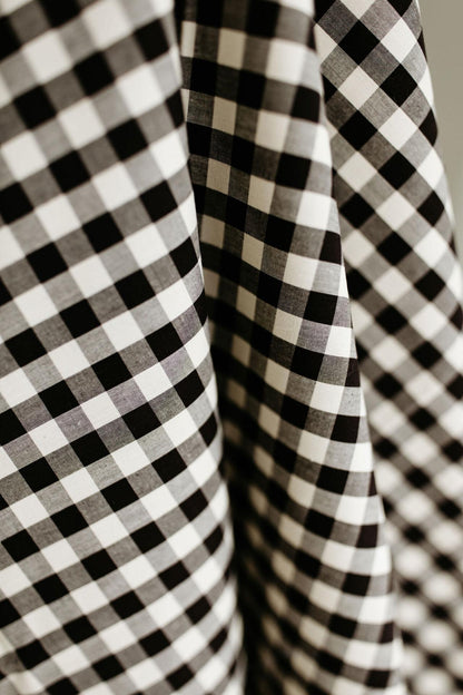 Gingham in Licorice Fabric | Picnic WOVENS by Suzy Quilts | Art Gallery Fabrics Yarn-Dyed Gingham Cotton | Black Cream Check 57-58" wide