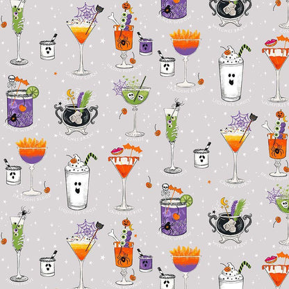 Pick Your Poison Fabric by Dear Stella | Spooky Cocktail Halloween Fabric | Pick Your Poison Cotton Fabric | STELLA D3500 FOG