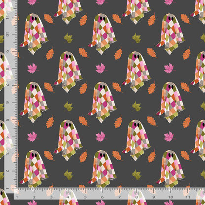 Patchy Fabric by Pammie Jane for Dear Stella | Patchwork Ghost Halloween Fabric | Cute Spooky Cotton Fabric | STELLA DPJ3392 IRON