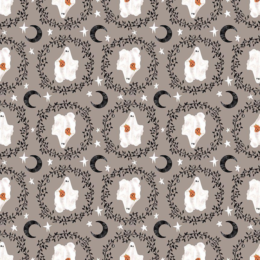 Boo-Tique Fabric by Pammie Jane for Dear Stella | Neutral Ghost Halloween Fabric | Cottagecore Spooky Cotton | STELLA DPJ3391 PALOMA