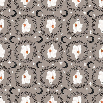 Boo-Tique Fabric by Pammie Jane for Dear Stella | Neutral Ghost Halloween Fabric | Cottagecore Spooky Cotton | STELLA DPJ3391 PALOMA