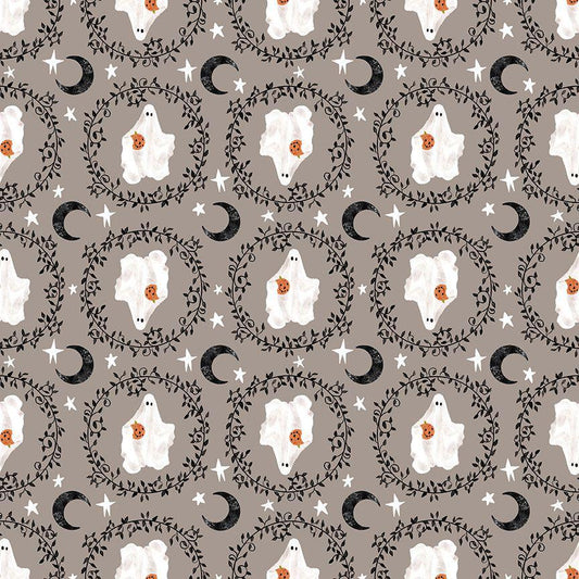 Boo-Tique Fabric by Pammie Jane for Dear Stella | Neutral Ghost Halloween Fabric | Cottagecore Spooky Cotton | STELLA DPJ3391 PALOMA