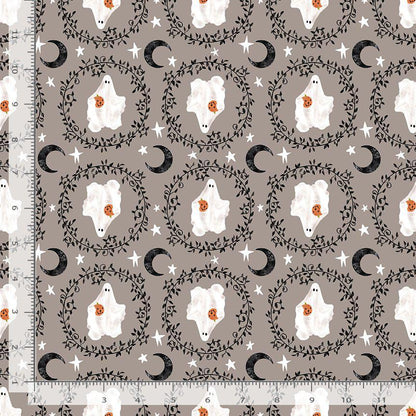 Boo-Tique Fabric by Pammie Jane for Dear Stella | Neutral Ghost Halloween Fabric | Cottagecore Spooky Cotton | STELLA DPJ3391 PALOMA