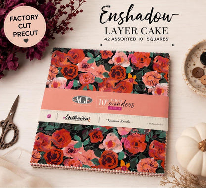 Enshadow Layer Cake | 42 Assorted 10" Squares | Katarina Roccella for AGF | Halloween Precut Fabric Bundle | 100% Premium Cotton