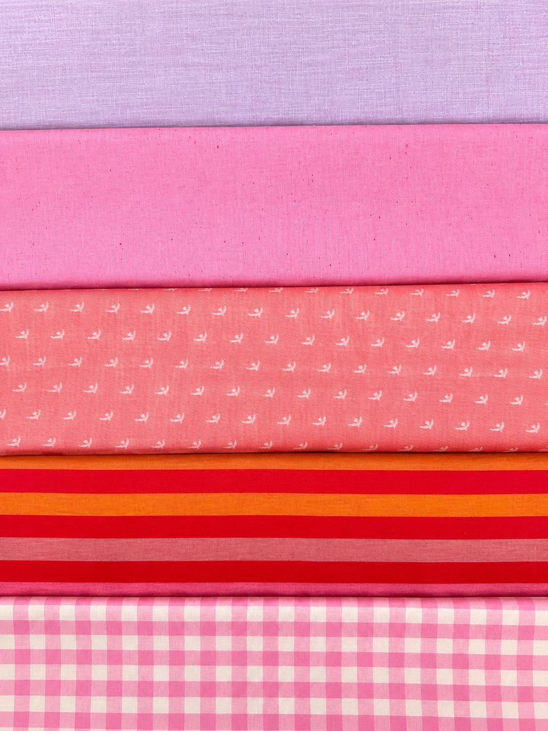 Pink Picnic Bundle | 5 Fat Quarters or Half Yards | Suzy Quilts Picnic WOVENS | Pink Fabric Bundle