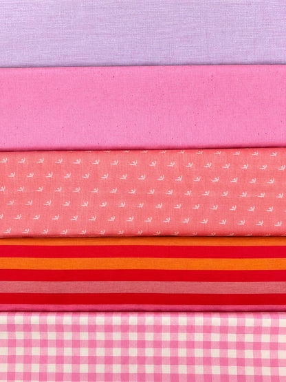 Pink Picnic Bundle | 5 Fat Quarters or Half Yards | Suzy Quilts Picnic WOVENS | Pink Fabric Bundle