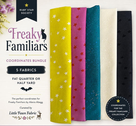 Freaky Familiars Coordinates Bundle | 5-Piece Halloween Fabric Bundle | Fat Quarter or Half Yard | Ruby Star Society