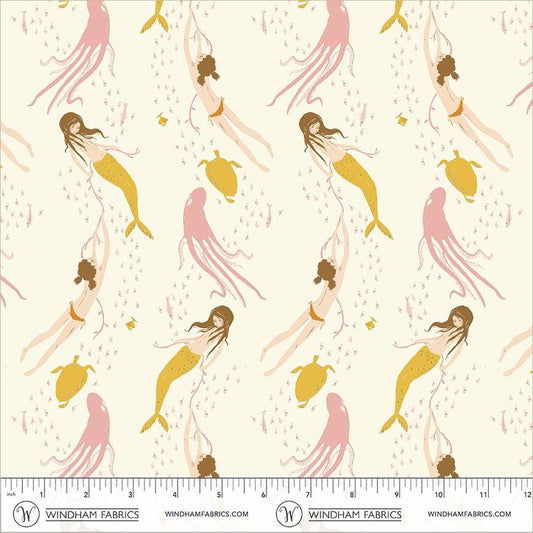Underwater Sisters | Heather Ross Favorites | Windham Fabrics Cotton | Mermaid Fabric | Ocean Storybook Quilt Fabric