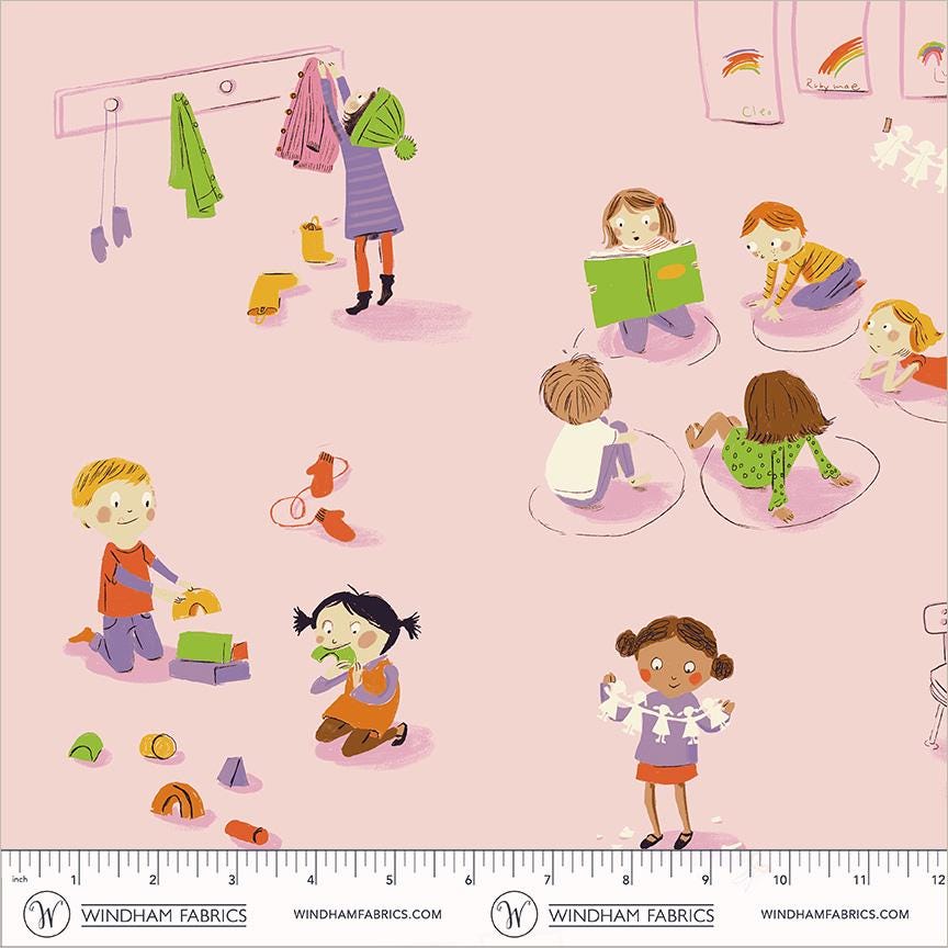 Kindergarten | Heather Ross Favorites | Windham Fabrics Cotton | School Days Fabric | Children Classroom Quilt Fabric