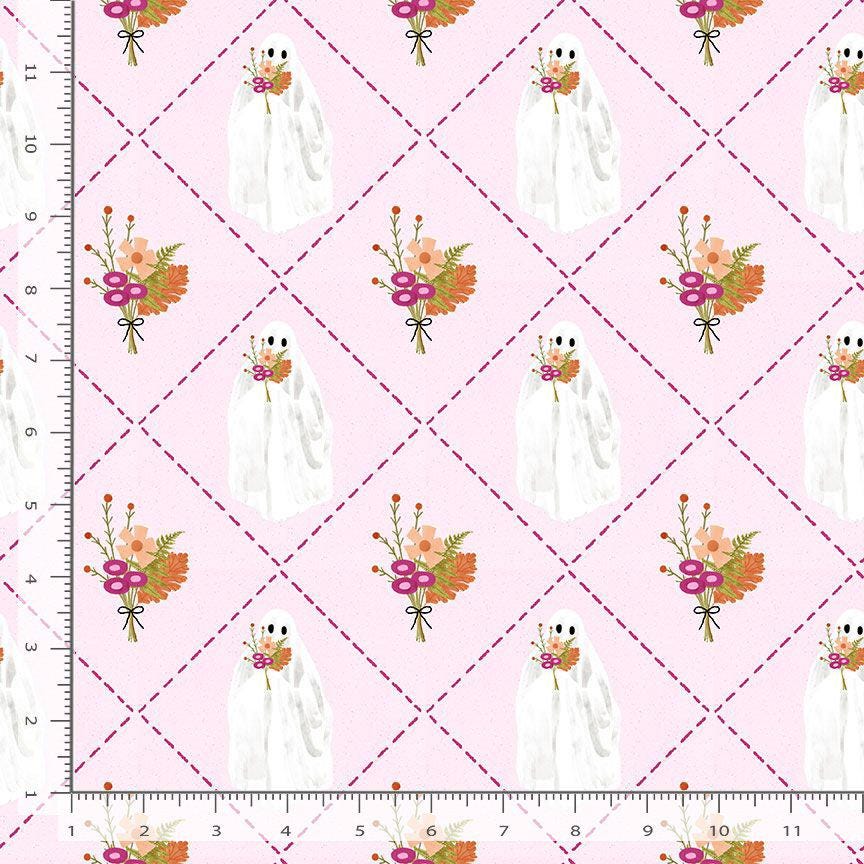 Pink Moon Ghosts Fabric Bundle | 3pc Fat Quarter or Half Yard Halloween Bundle | Cute Spooky Cottagecore | by Pammie Jane for Dear Stella