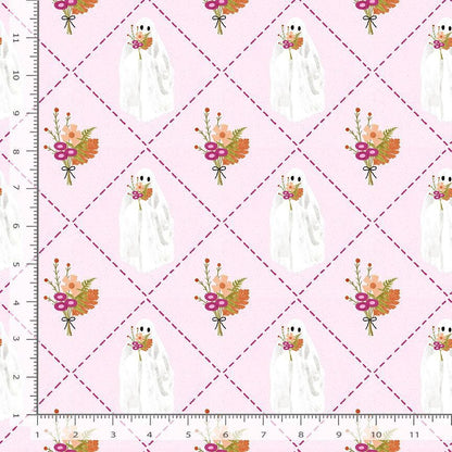 Pink Moon Ghosts Fabric Bundle | 3pc Fat Quarter or Half Yard Halloween Bundle | Cute Spooky Cottagecore | by Pammie Jane for Dear Stella