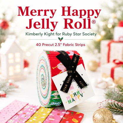 Merry Happy Jelly Roll® RS3097JR | Kimberly Kight for Ruby Star Society | 40 Precut 2.5" Fabric Strips | Christmas Quilting Fabric Roll