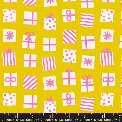 Merry Happy Golden Hour Fabric by Kimberly Kight for Ruby Star Society | Christmas Gift Box Fabric | Secret Santa Holiday Quilting Cotton