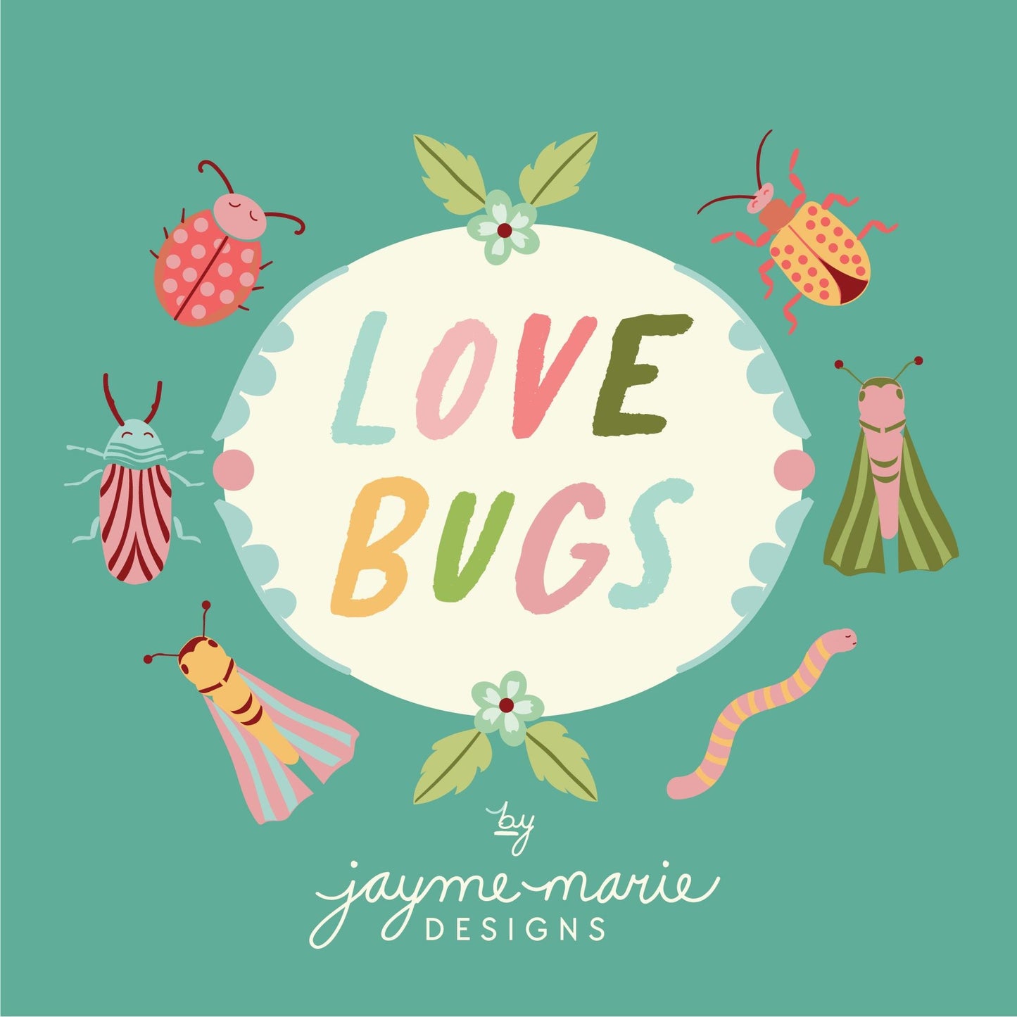 Crawling Critters Ivory Fabric by the Yard | Love Bugs Collection | Jayme Marie Designs | Cloud9 Fabrics | Ladybug Fabric