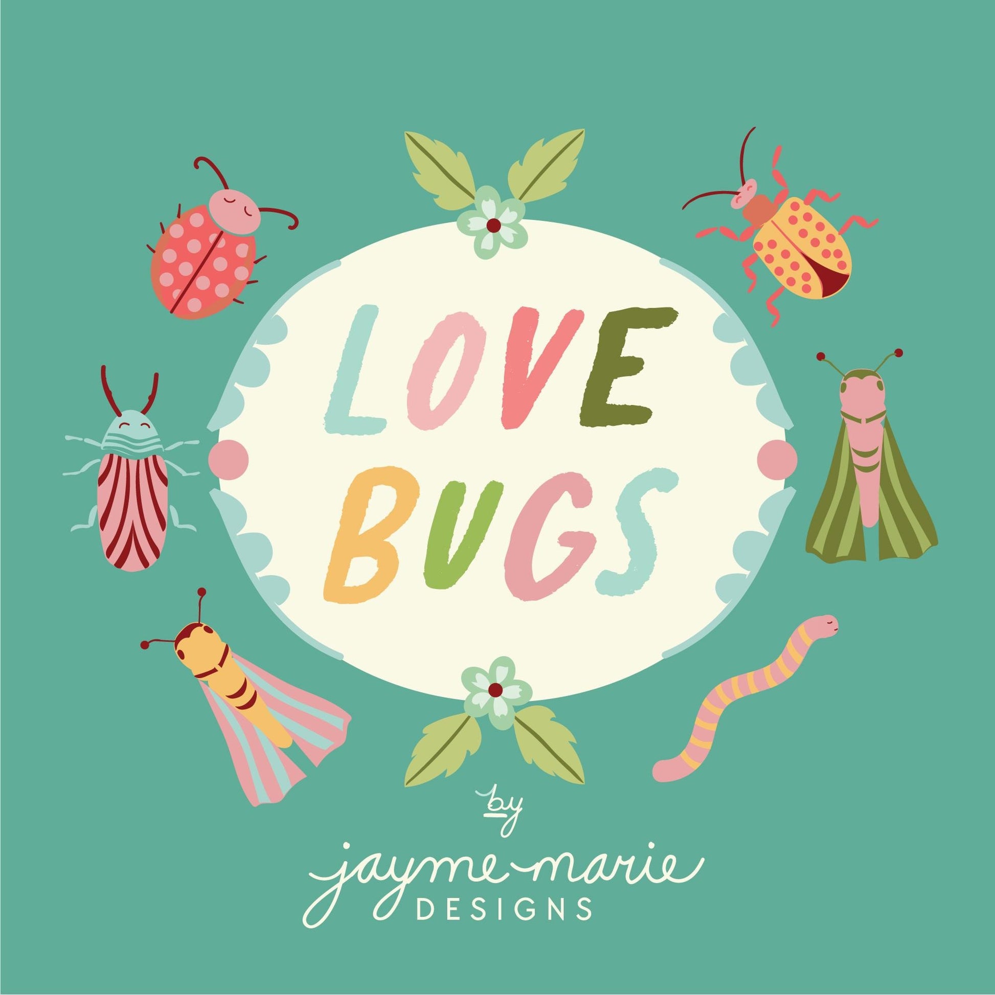 Crawling Critters Ivory Fabric by the Yard | Love Bugs Collection | Jayme Marie Designs | Cloud9 Fabrics | Ladybug Fabric