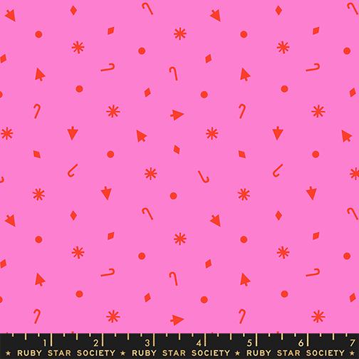 Merry Happy Lipstick Fabric by Kimberly Kight for Ruby Star Society | Pink Christmas Confetti Fabric | Holiday Blender Quilting Cotton
