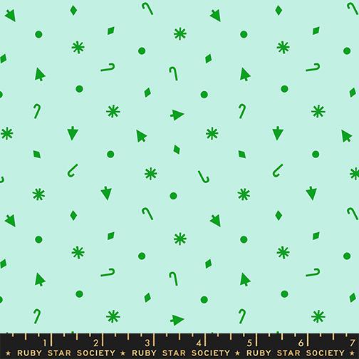 Merry Happy Mint Fabric by Kimberly Kight for Ruby Star Society | Aqua Christmas Confetti Fabric | Holiday Blender Quilting Cotton