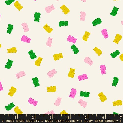 Merry Happy Natural Fabric by Kimberly Kight for Ruby Star Society | Christmas Gummy Bears Fabric | Candy Holiday Quilting Cotton