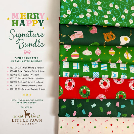 Merry Happy Signature Bundle | 7 Fat Quarters | Kimberly Kight for Ruby Star Society | Christmas Fabric Bundle | Holiday Quilt Fabric
