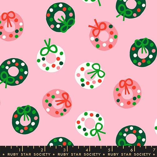 Pink Christmas Bundle | 6 Fat Quarters | Merry Happy by Kimberly Kight | Ruby Star Society Christmas Fabric Bundle | Pink Holiday Fabric