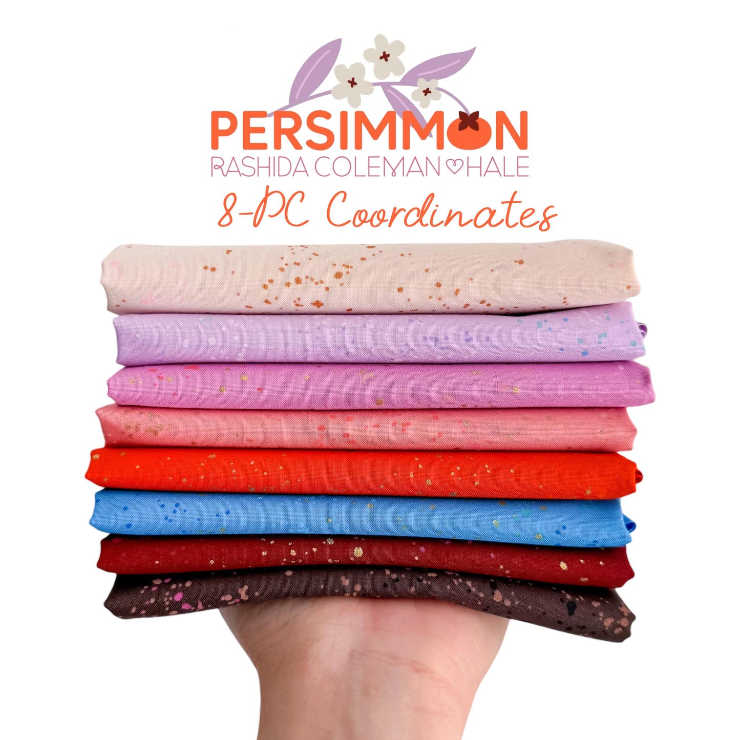 Persimmon Coordinates Bundle | 8-pc Fat Quarter or Half Yard | Ruby Star Society | Rashida Coleman Hale | Speckled Fabric Bundle