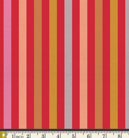 Stripe in Fruit Salad | Picnic WOVENS by Suzy Quilts | Art Gallery Fabrics Yarn-Dyed Cotton | Pink Red Stripe Fabric 57-58" wide