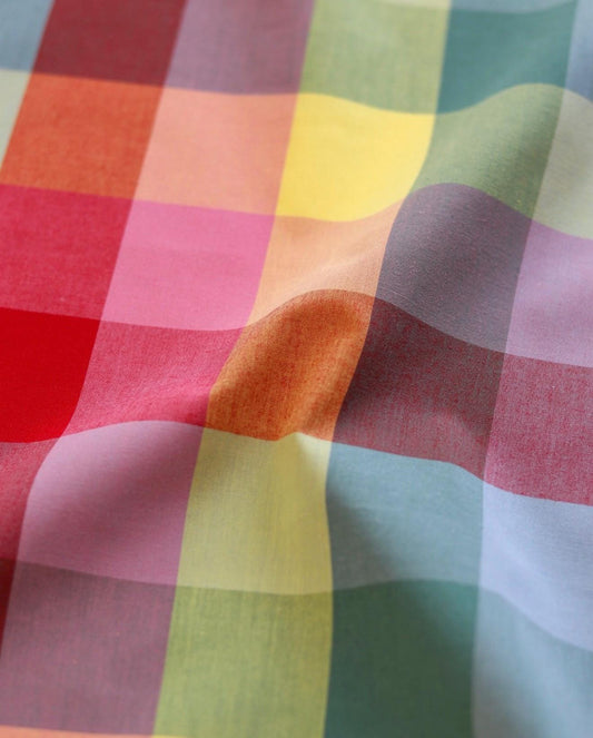 Large Plaid in Rainbow Fabric | Picnic WOVENS by Suzy Quilts | Art Gallery Fabrics Yarn-Dyed Plaid Cotton | Colorful Plaid 57-58" wide