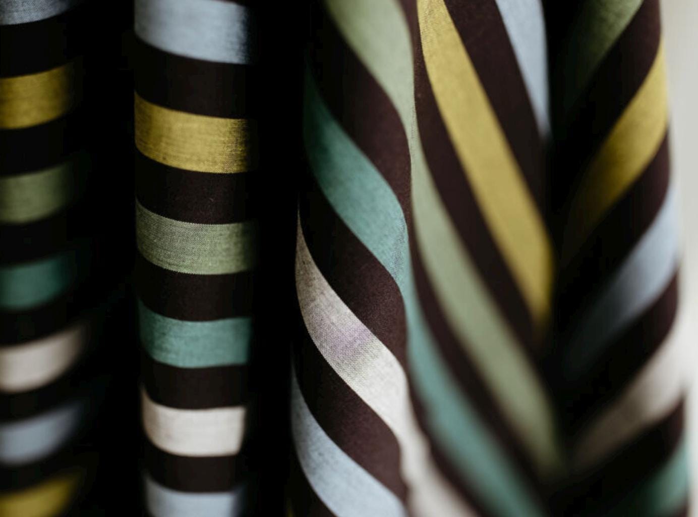 Stripe in Veggie | Picnic WOVENS by Suzy Quilts | Art Gallery Fabrics Yarn-Dyed Cotton | Green Blue Stripe Fabric by the Yard 57-58" wide