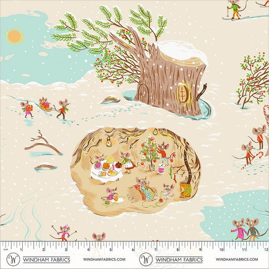 Christmas Mice | Heather Ross Favorites | Windham Fabrics Cotton | Christmas Mouse Fabric | Holiday Storybook Quilt Fabric