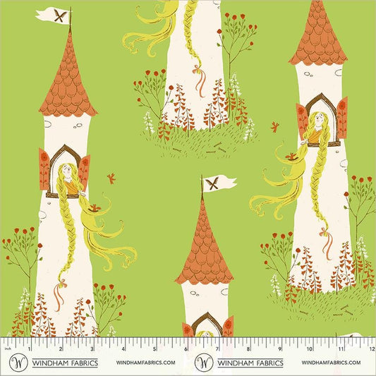 Rapunzel Green | Heather Ross Favorites | Windham Fabrics Cotton | Fairytale Princess Fabric | Storybook Quilt Fabric by the Yard
