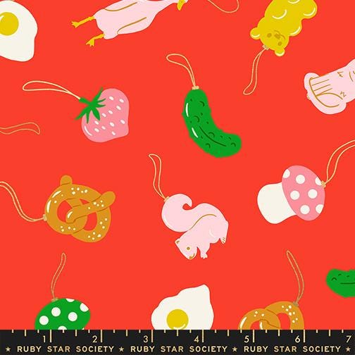 Merry Happy Metal Lollipop Fabric by Kimberly Kight for Ruby Star Society | Find the Pickle Christmas Fabric | Holiday Quilting Cotton