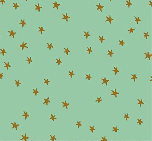 Starry New Moss Fabric by Alexia Abegg for Ruby Star Society | RS4109 88 | Light Green Star Blender Quilting Cotton