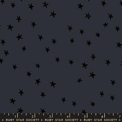 Starry New Charcoal Fabric by Alexia Abegg for Ruby Star Society | RS4109 91 | Charcoal Gray Star Blender Quilting Cotton