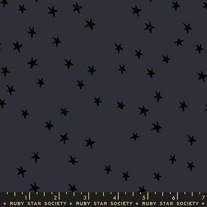 Starry New Charcoal Fabric by Alexia Abegg for Ruby Star Society | RS4109 91 | Charcoal Gray Star Blender Quilting Cotton