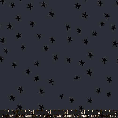 Starry New Charcoal Fabric by Alexia Abegg for Ruby Star Society | RS4109 91 | Charcoal Gray Star Blender Quilting Cotton
