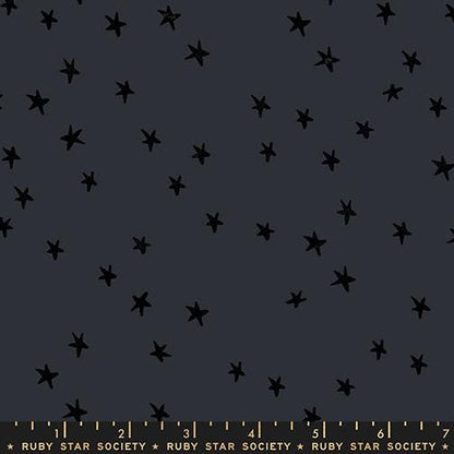 Starry New Charcoal Fabric by Alexia Abegg for Ruby Star Society | RS4109 91 | Charcoal Gray Star Blender Quilting Cotton