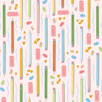 Pencils & Pages Fabric by the Yard | Bookworm Collection | Jayme Marie Designs | Cloud9 Fabrics | School Fabric | Teacher Fabric