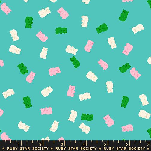 Merry Happy Iceberg Fabric by Kimberly Kight for Ruby Star Society | Aqua Gummy Bear Fabric | Christmas Candy Quilting Cotton