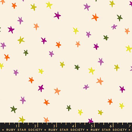 Freaky Familiars Spooky Natural Starry Fabric, Ruby Star Society RS4109 96, Halloween Stars Fabric, Fall Quilting Cotton