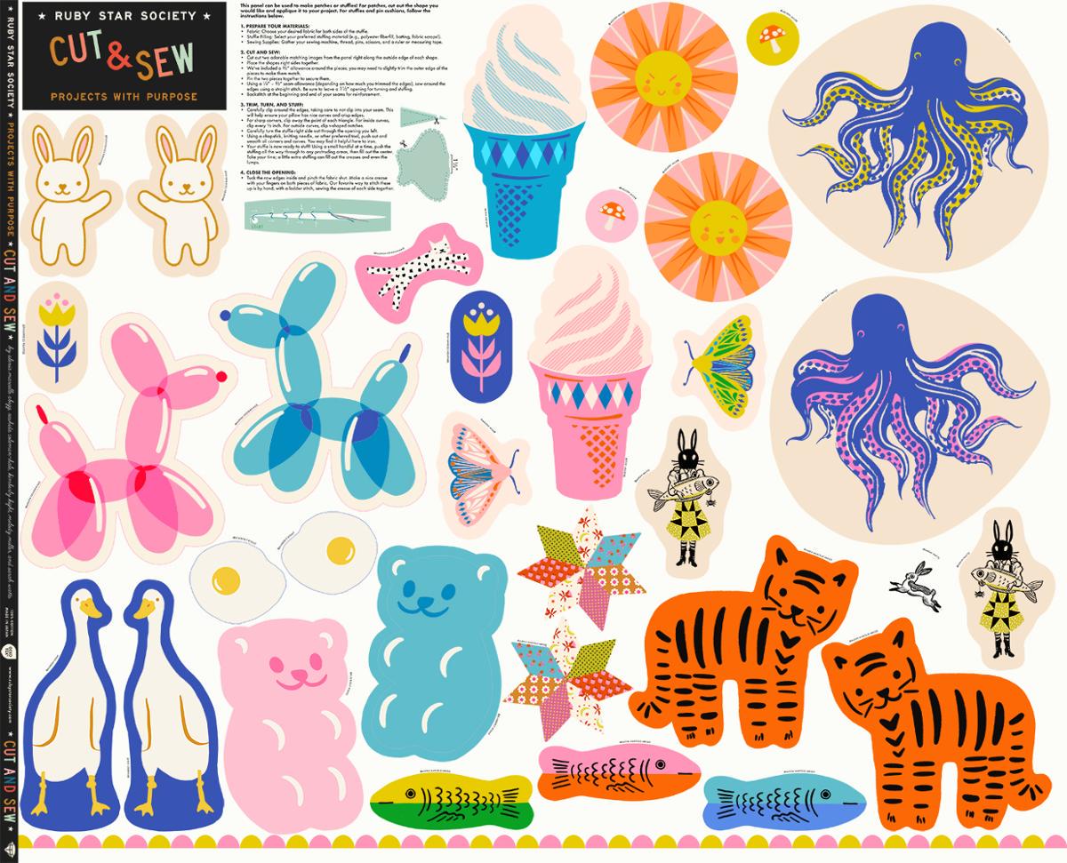 Projects With Purpose 2026 Cut & Sew Panel | Ruby Star Society Sewing Fabric Panel | Softie and Stuffed Animal Sewing Project | RS5217 11