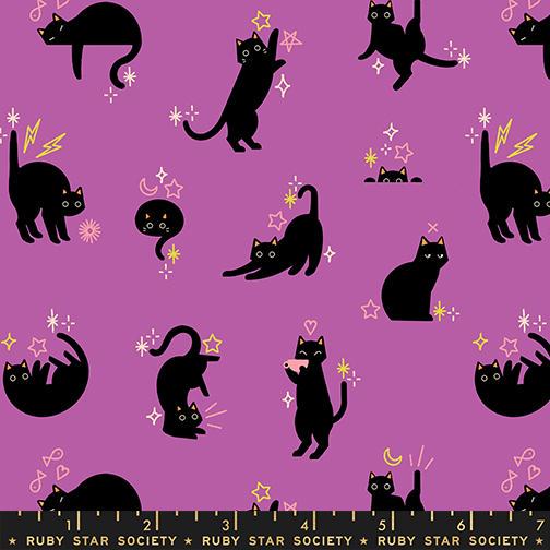 Black Cat Magic Halloween Fabric Bundle, Freaky Familiars Ruby Star Society, 6 Piece Fat Quarter Bundle