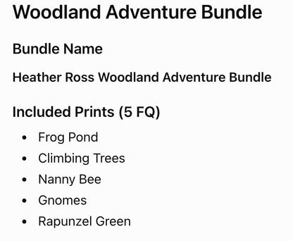 Heather Ross Woodland Adventure Bundle | 5 Fat Quarters or Half Yards | Frog Pond | Woodland Fabric Bundle | Cottagecore Quilt Fabric