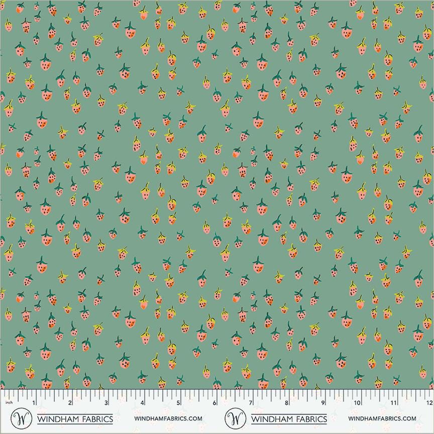 Strawberry Picnic Fabric Bundle | Heather Ross | 6 Piece Fruit Quilt Fabric | Fat Quarter or Half Yard Bundle