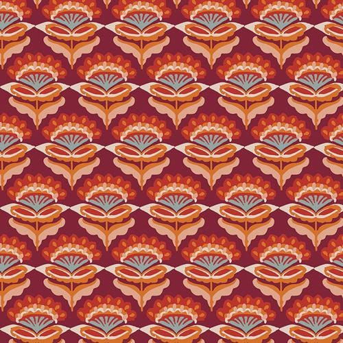 Rustic Roots Fabric, The Orchard by Maureen Cracknell, Art Gallery Fabrics, Rust Floral Autumn Quilting Cotton, ORC-34702