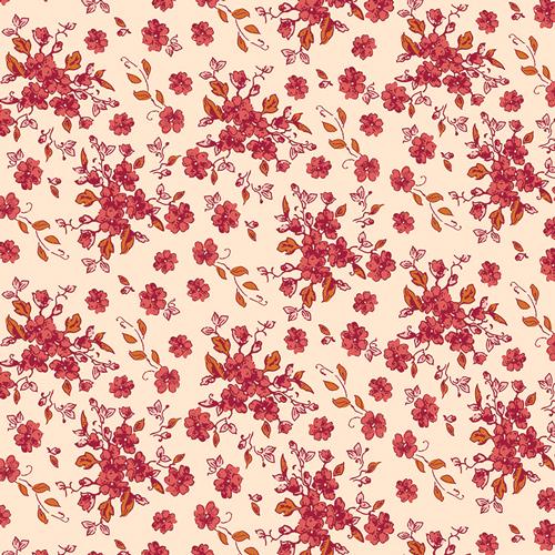 Bramble Blossoms Fabric, The Orchard by Maureen Cracknell, Art Gallery Fabrics, Red Floral Fall Quilting Cotton, ORC-34704